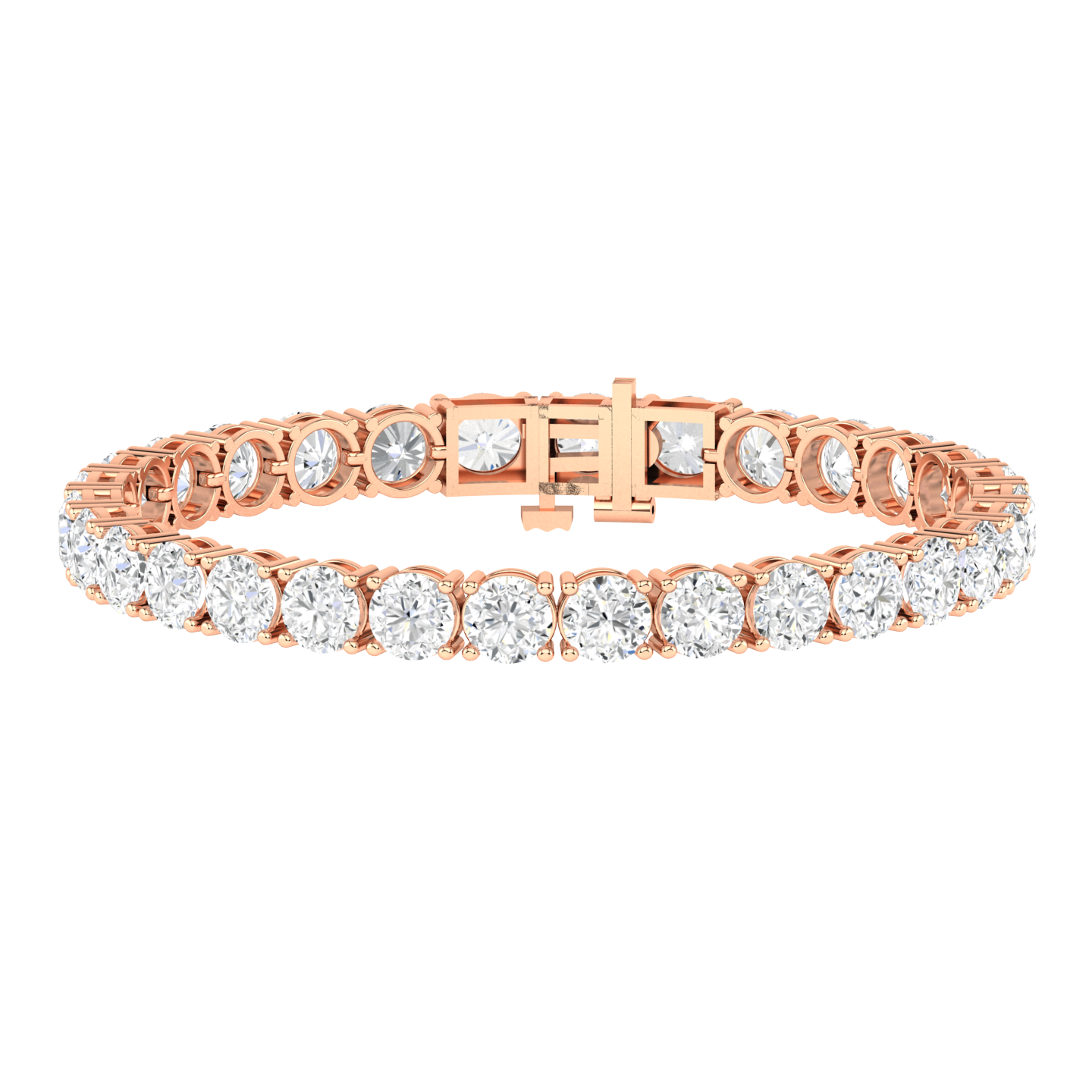 rose gold classic tennis line bracelet with big round brilliant cut ethical & sustainable lab grown diamonds set using prongs