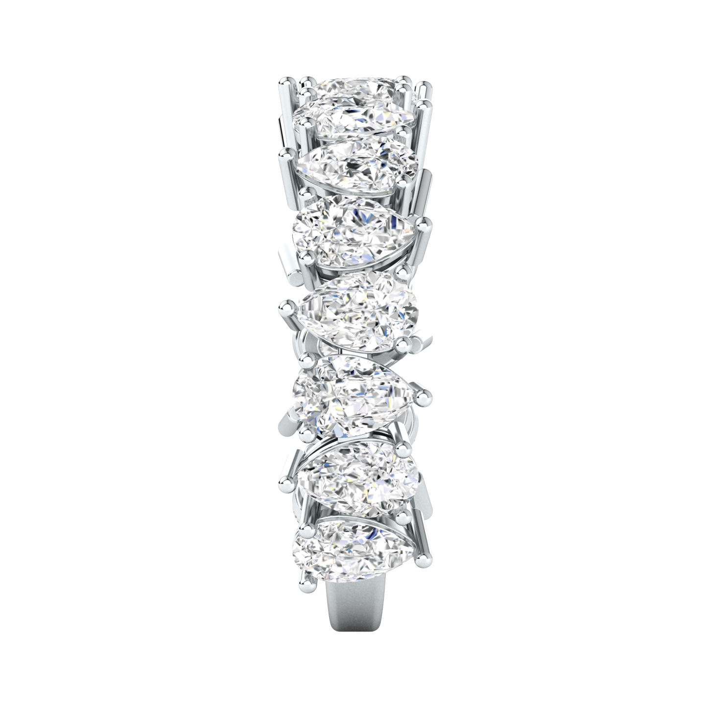 Pear Cut Lab Grown Diamond ring with a side view