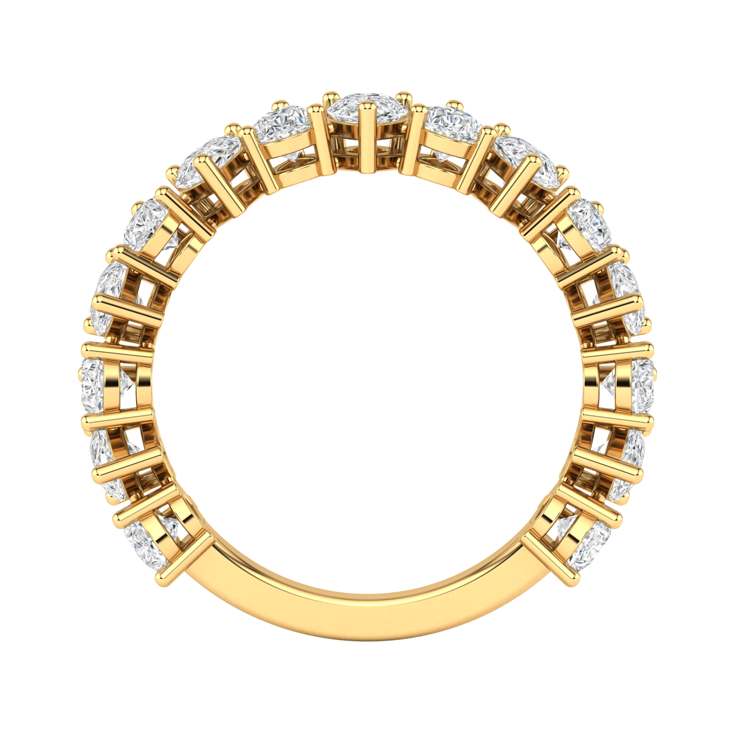 Gold half eternity ring with pear shaped diamonds