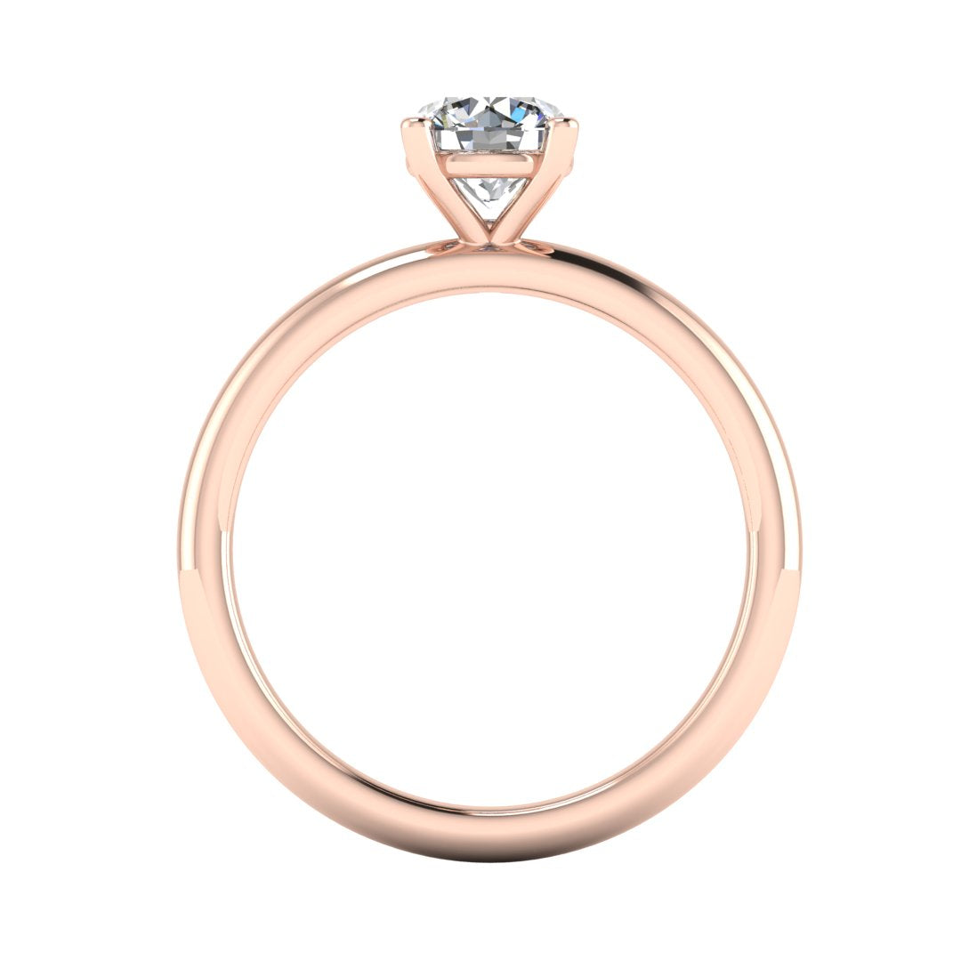 Flat view of the Bella lab grown diamond engagement ring in rose gold with a round brilliant centre ethical diamond