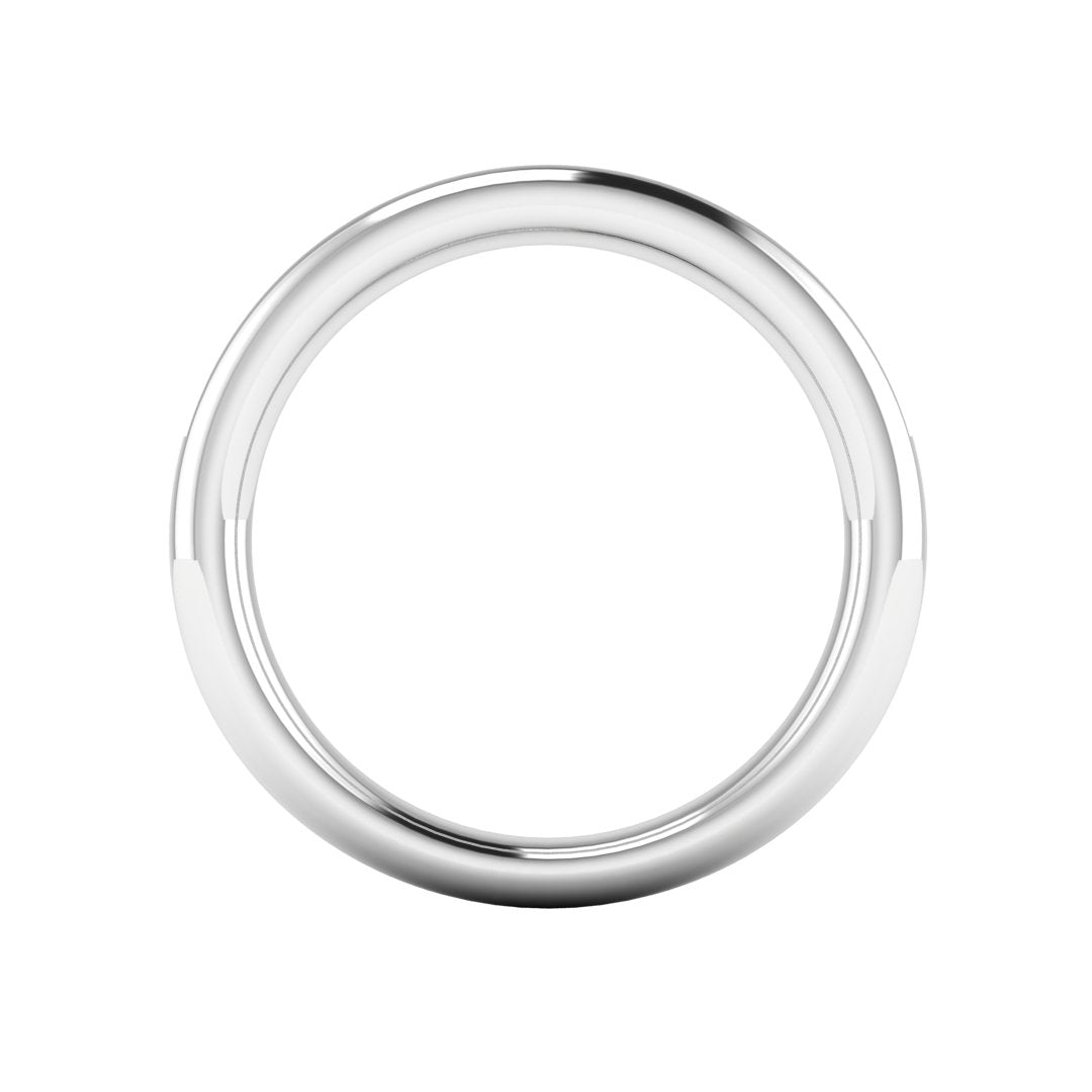 flat view of a platinum or white gold wedding band with princess and baguette lab-grown diamond in a channel set design
