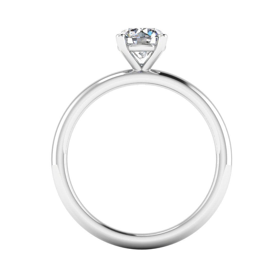 Front view of the Bella lab grown diamond engagement ring in platinum or white gold with a round brilliant centre ethical diamond