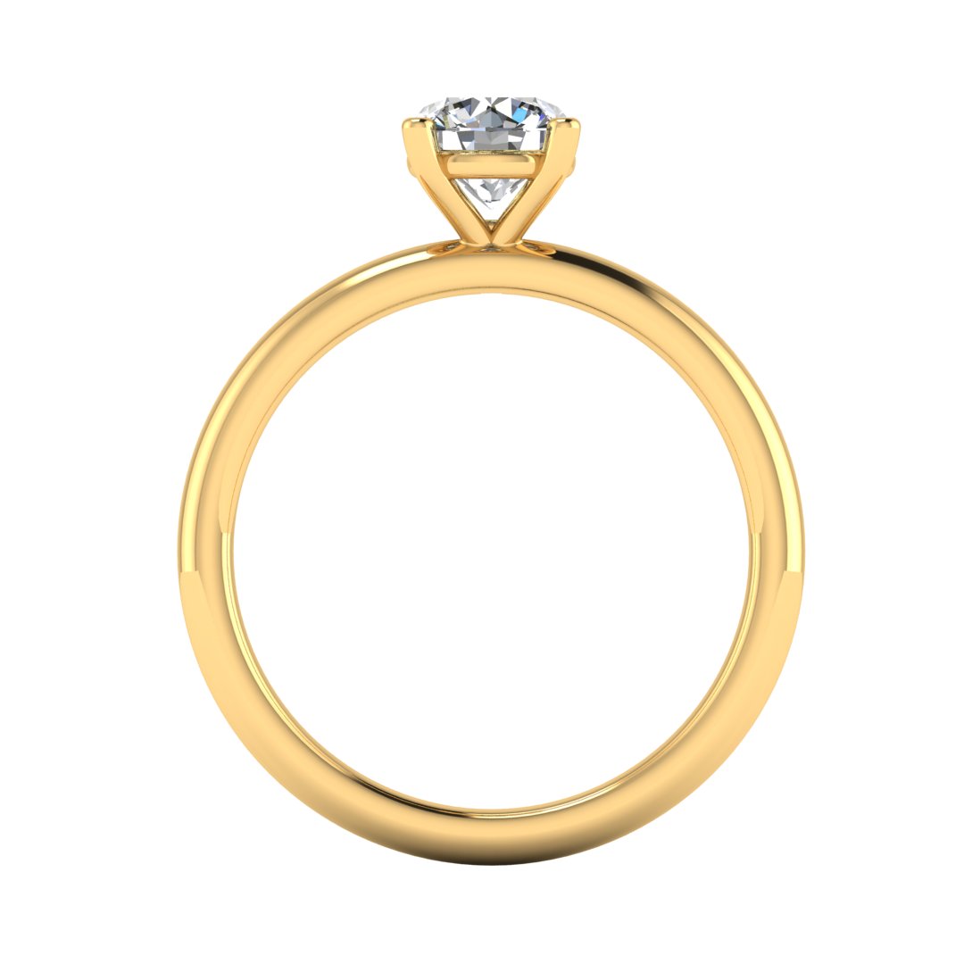 Flat view of the Bella lab grown diamond engagement ring in yellow gold with a round brilliant centre ethical diamond