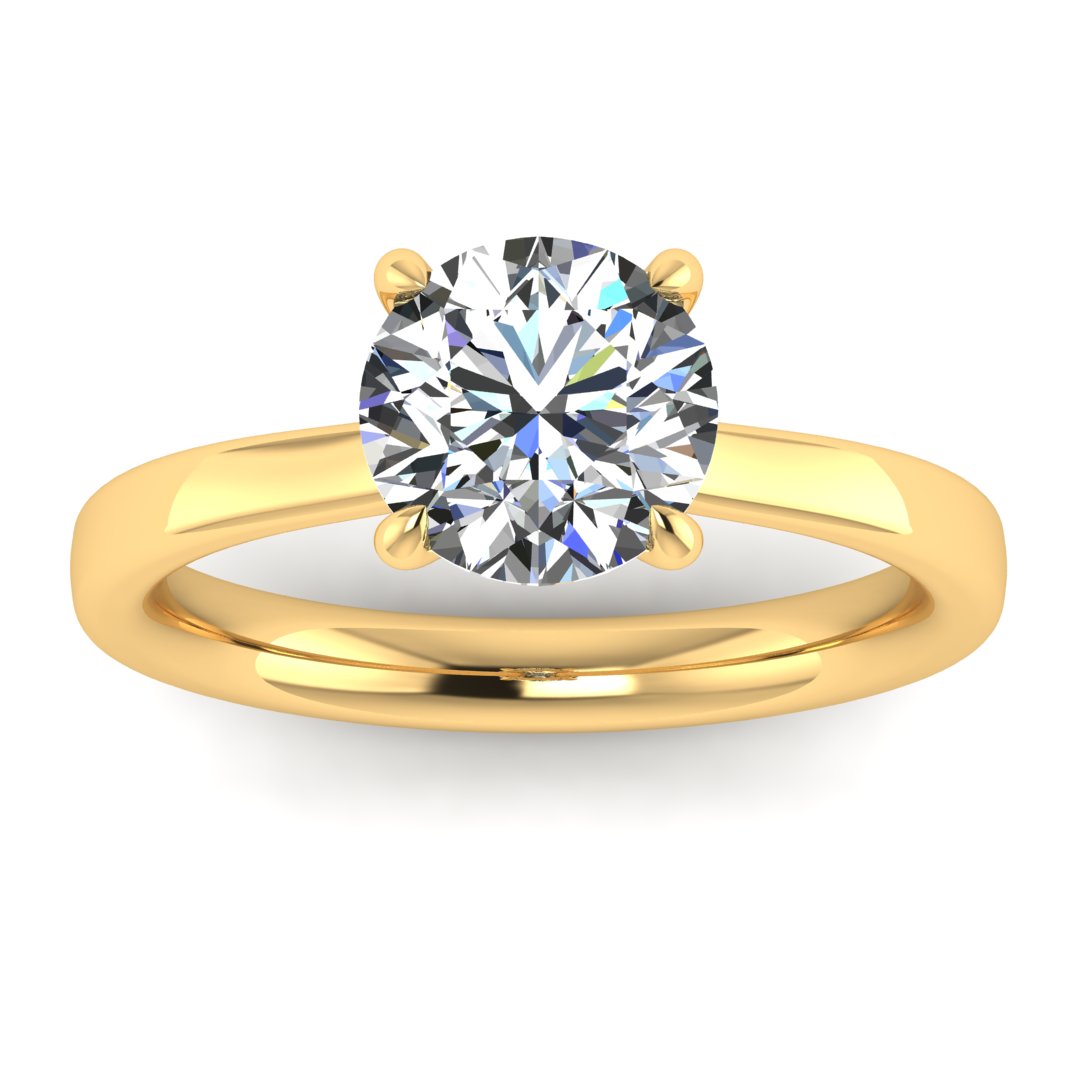 Front view of Helan round brilliant engagement ring with a secret hidden halo in yellow gold